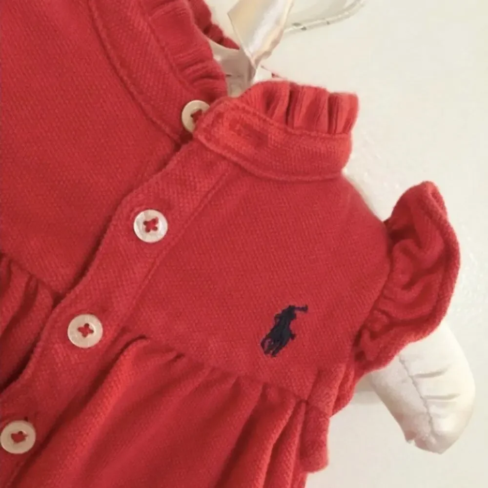 Ralph Lauren Red Ruffle Bubble Romper 3 Months
